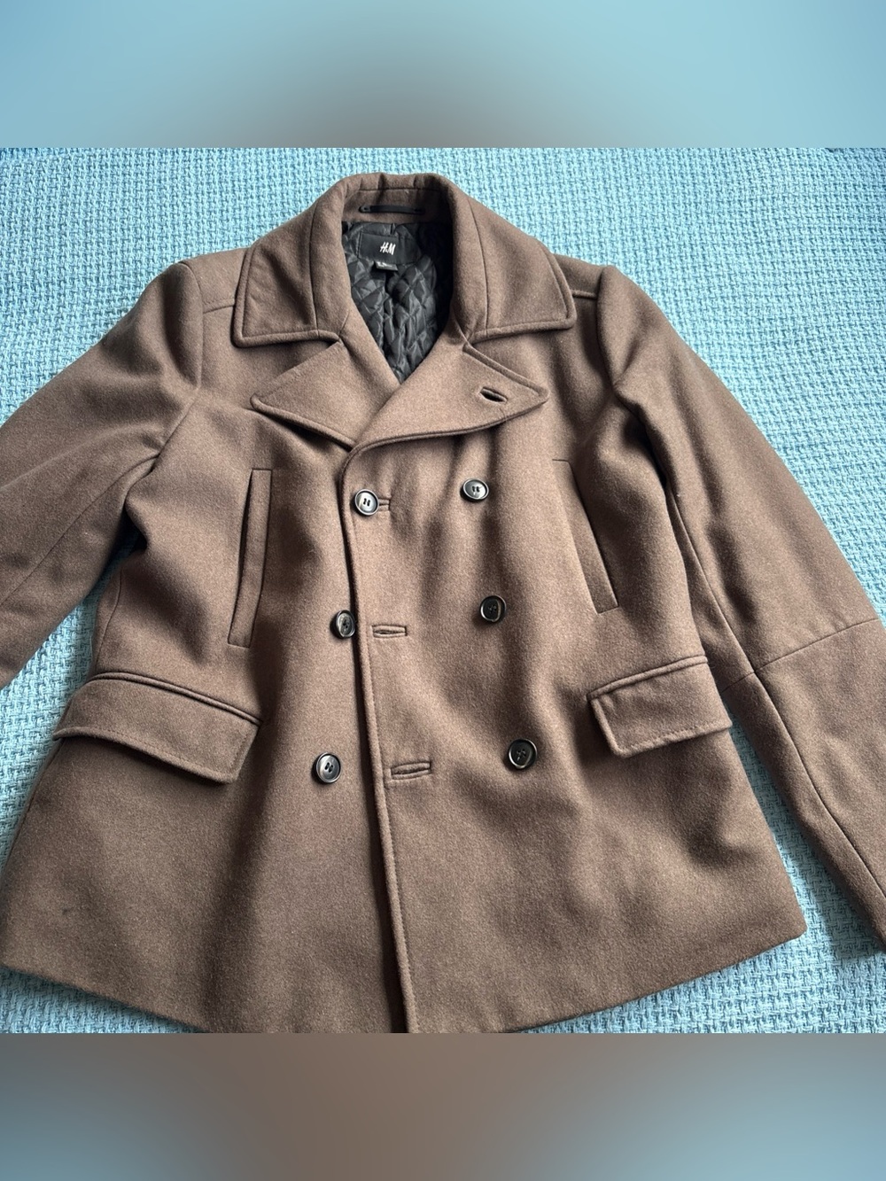H&M Men’s Wool Blend Double Breasted Peacoat 40R EUR 50